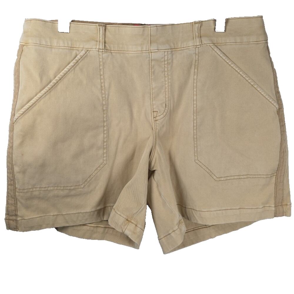 Spanx Shorts Womens XL Beige Stretch Twill 6" Slimming Pull On Trouser Chino